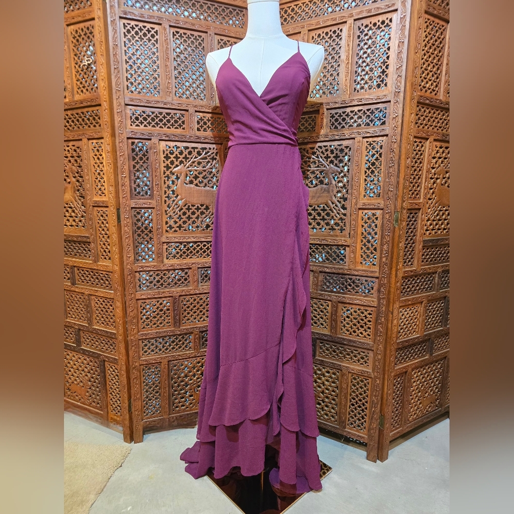 Lulu's Plum Wrap-Front Maxi Dress